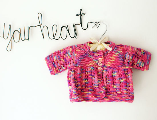 Picture of Newborn Hand Knitted Cardigan- Bright Pink
