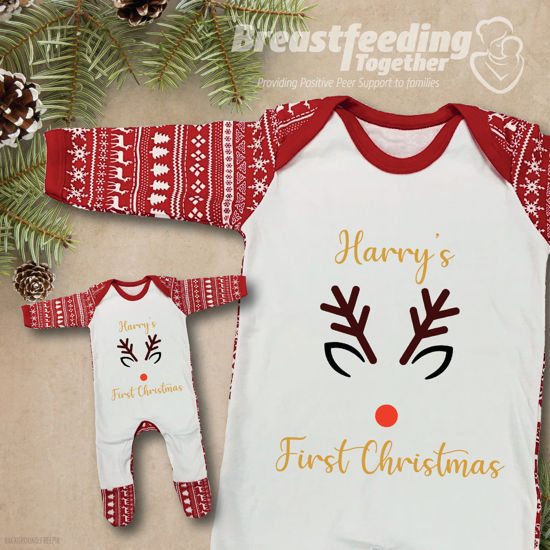 Picture of Reindeer 'First Christmas' Baby Sleepsuit